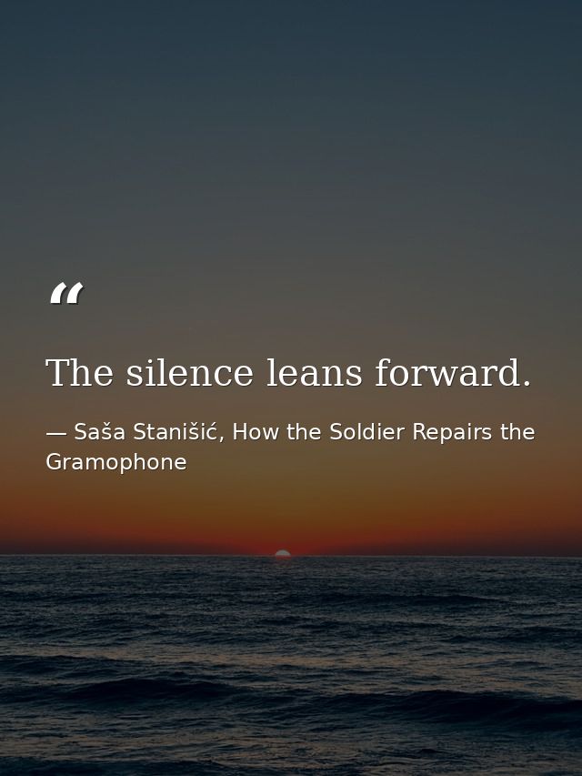 The silence leans forward. — Saša Stanišić, How the Soldier Repairs the Gramophone
