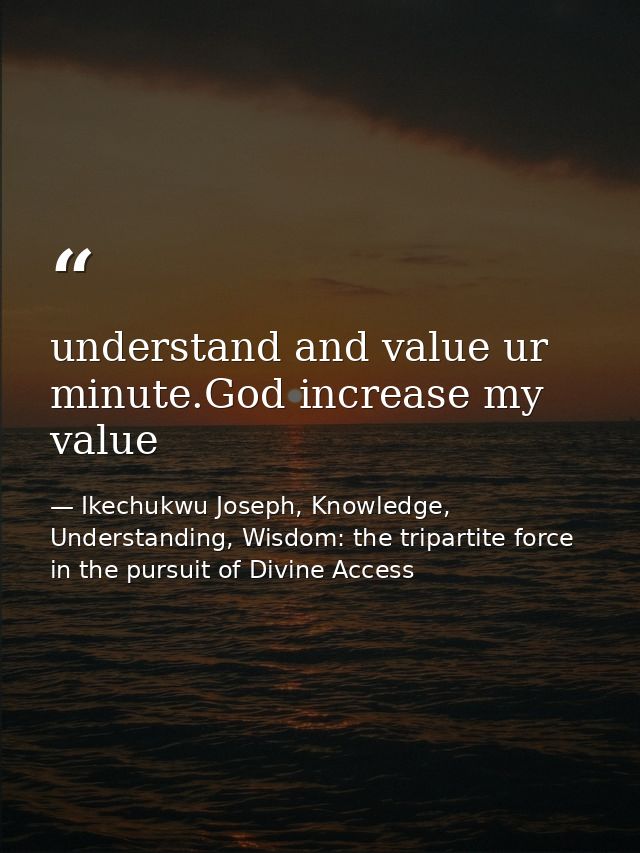 understand and value ur minute.God increase my value — Ikechukwu Joseph, Knowledge, Understanding, Wisdom: the tripartite force in the pursuit of Divine Access