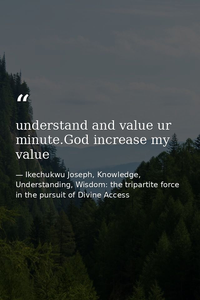 understand and value ur minute.God increase my value — Ikechukwu Joseph, Knowledge, Understanding, Wisdom: the tripartite force in the pursuit of Divine Access