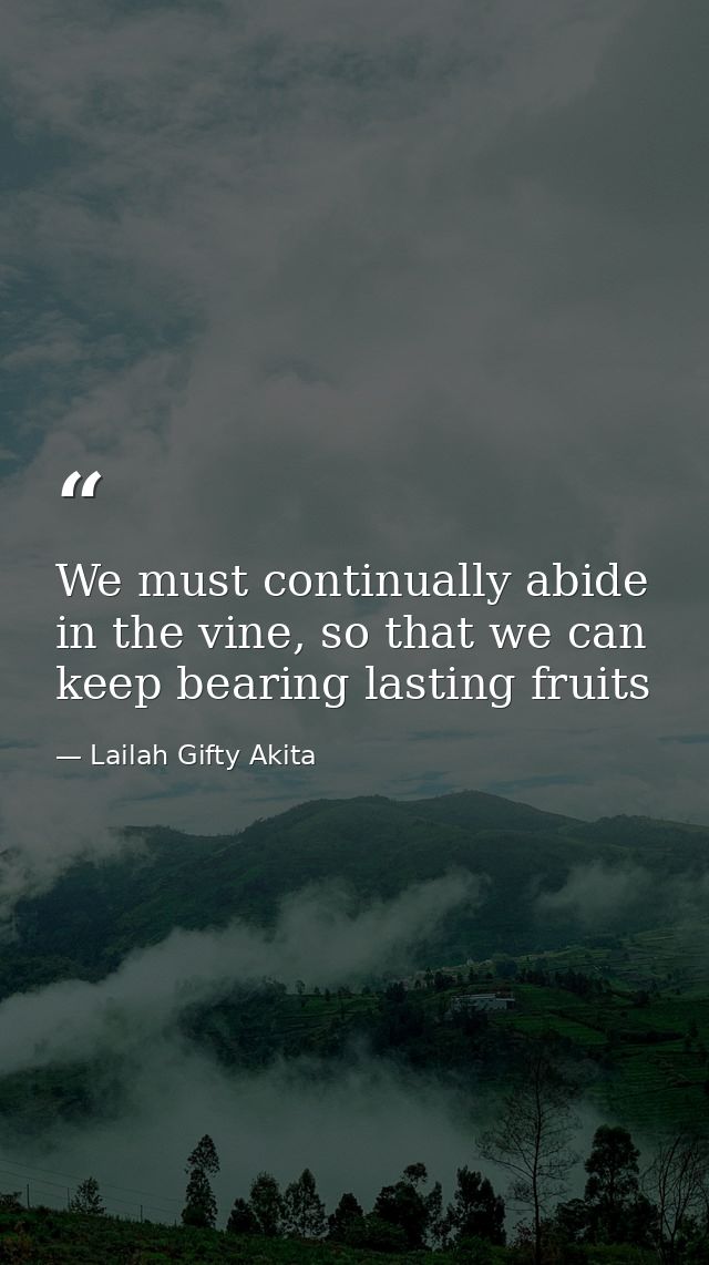 We must continually abide in the vine, so that we can keep bearing lasting fruits — Lailah Gifty Akita
