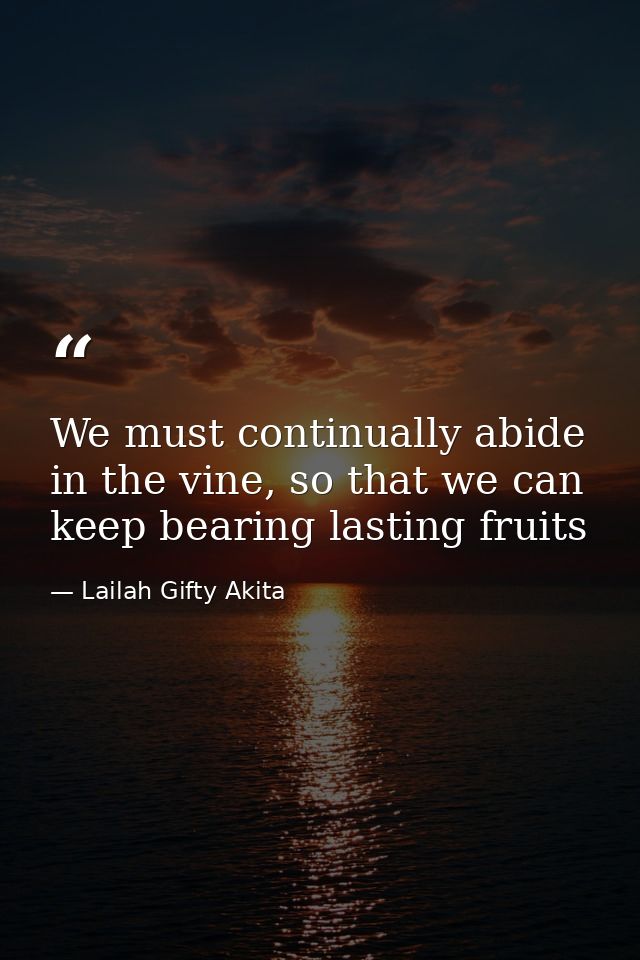 We must continually abide in the vine, so that we can keep bearing lasting fruits — Lailah Gifty Akita