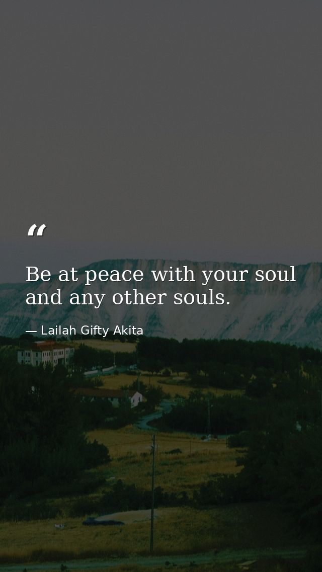 Be at peace with your soul and any other souls. — Lailah Gifty Akita