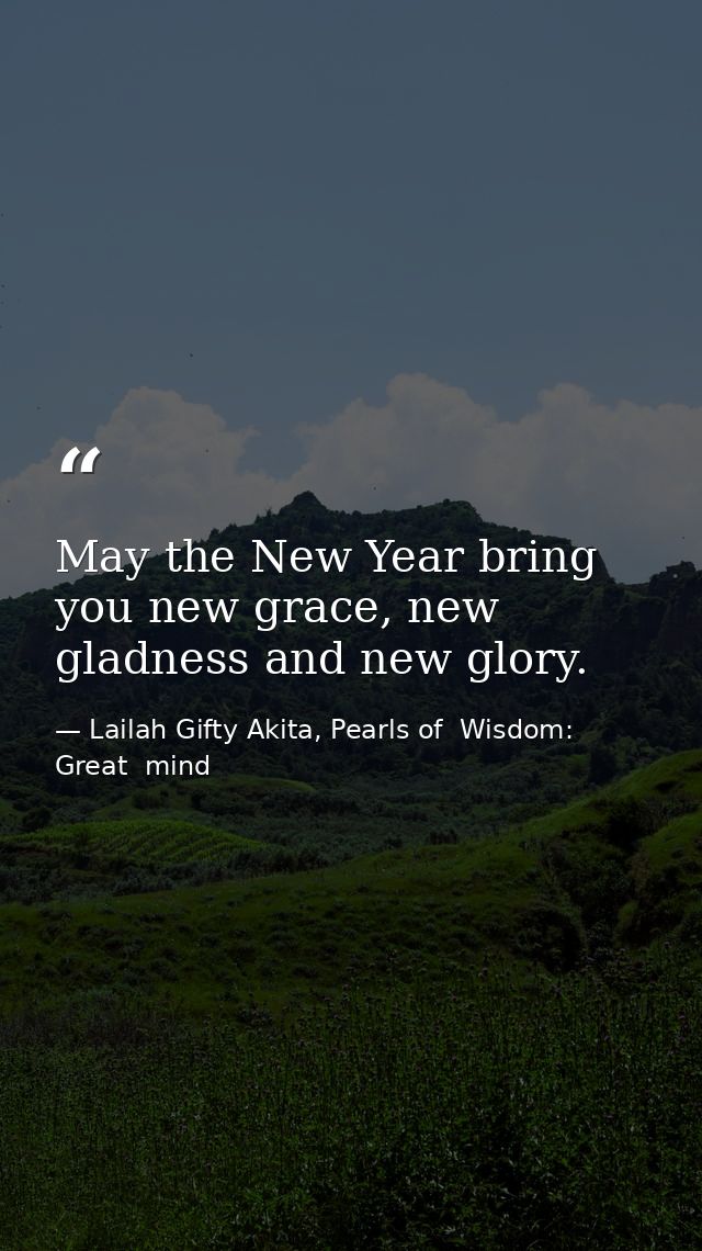 May the New Year bring you new grace, new gladness and new glory. — Lailah Gifty Akita, Pearls of  Wisdom: Great  mind