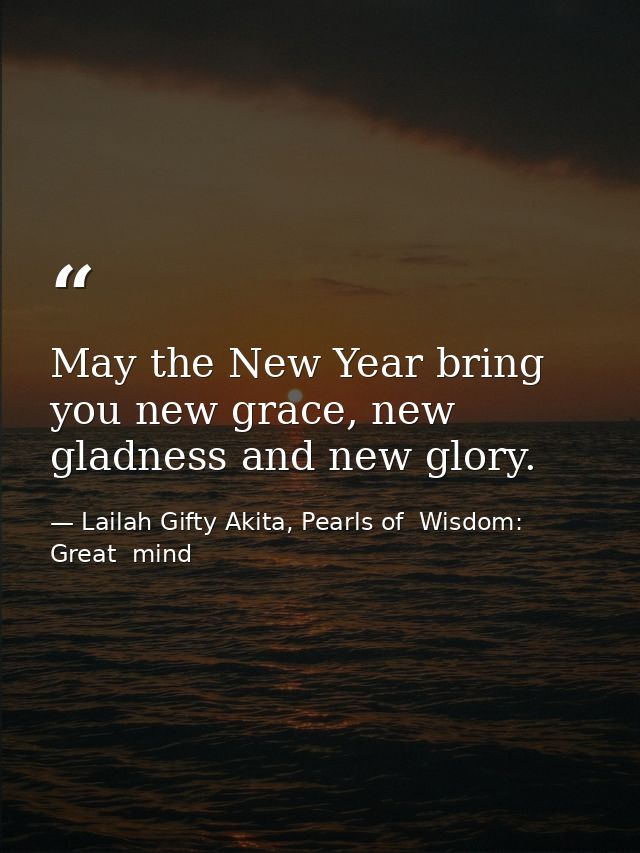 May the New Year bring you new grace, new gladness and new glory. — Lailah Gifty Akita, Pearls of  Wisdom: Great  mind