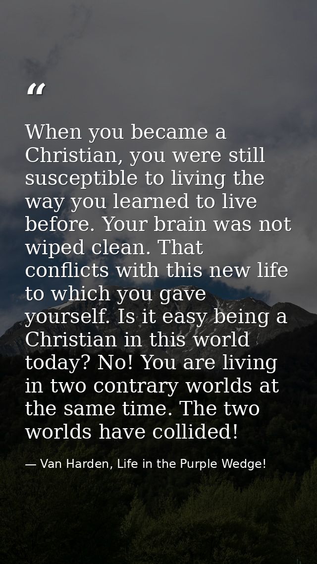 When you became a Christian, you were still susceptible to living the way you learned to live before. Your brain was not — Van Harden, Life in the Purple Wedge!