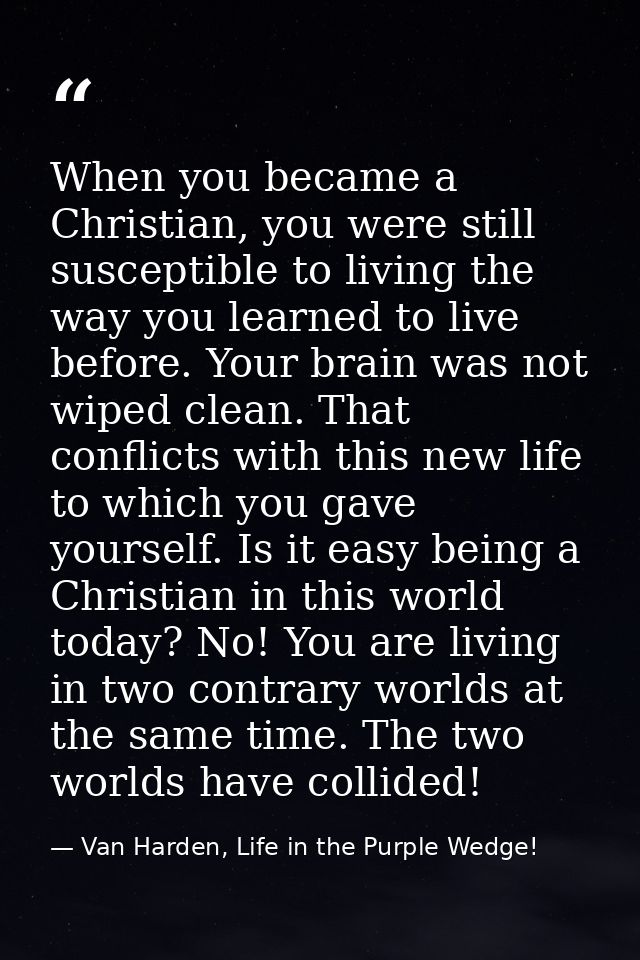 When you became a Christian, you were still susceptible to living the way you learned to live before. Your brain was not — Van Harden, Life in the Purple Wedge!