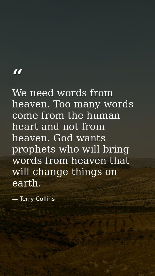 We need words from heaven. Too many words come from the human heart and not from heaven. God wants prophets who will bri — Terry Collins