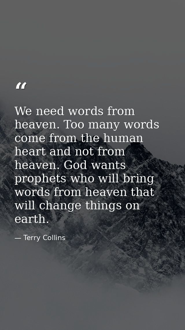 We need words from heaven. Too many words come from the human heart and not from heaven. God wants prophets who will bri — Terry Collins