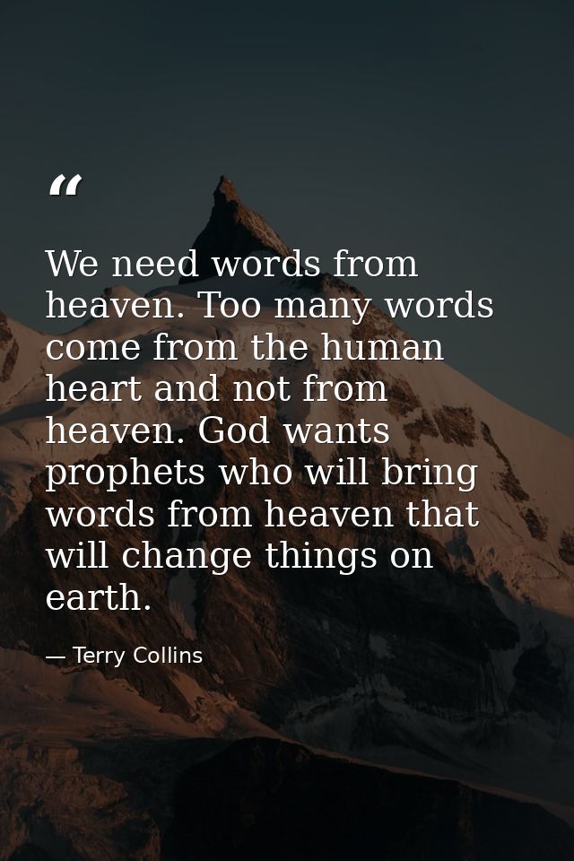 We need words from heaven. Too many words come from the human heart and not from heaven. God wants prophets who will bri — Terry Collins