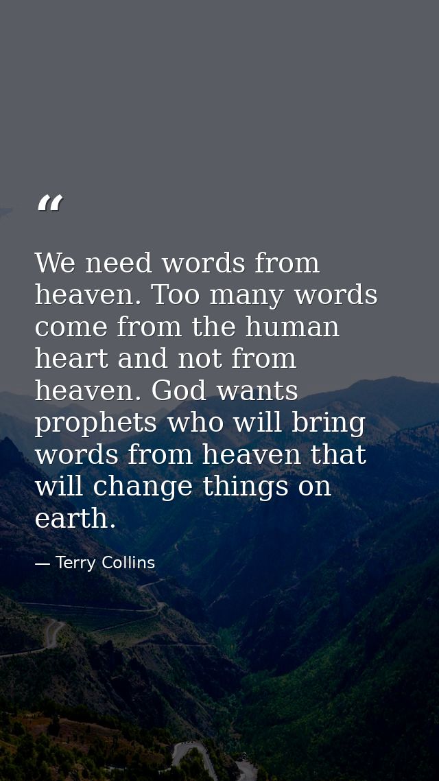 We need words from heaven. Too many words come from the human heart and not from heaven. God wants prophets who will bri — Terry Collins