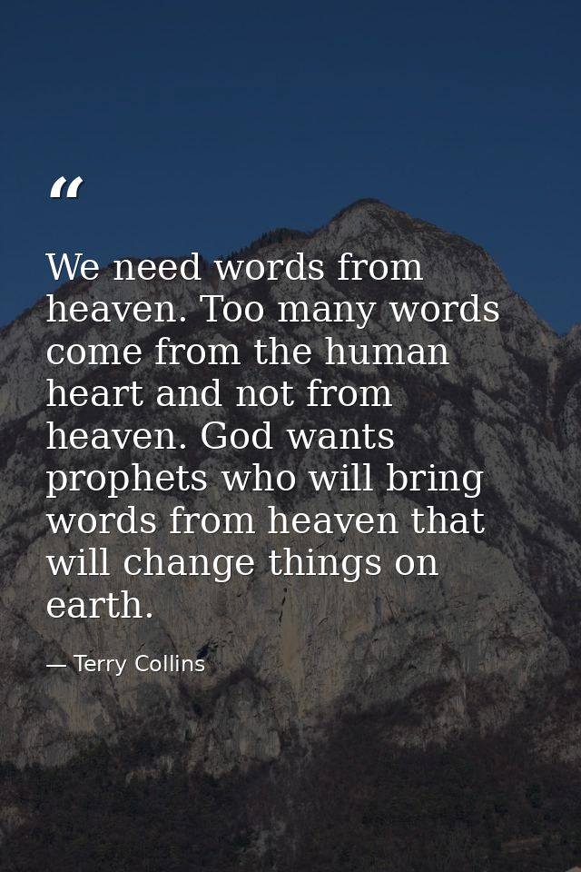 We need words from heaven. Too many words come from the human heart and not from heaven. God wants prophets who will bri — Terry Collins