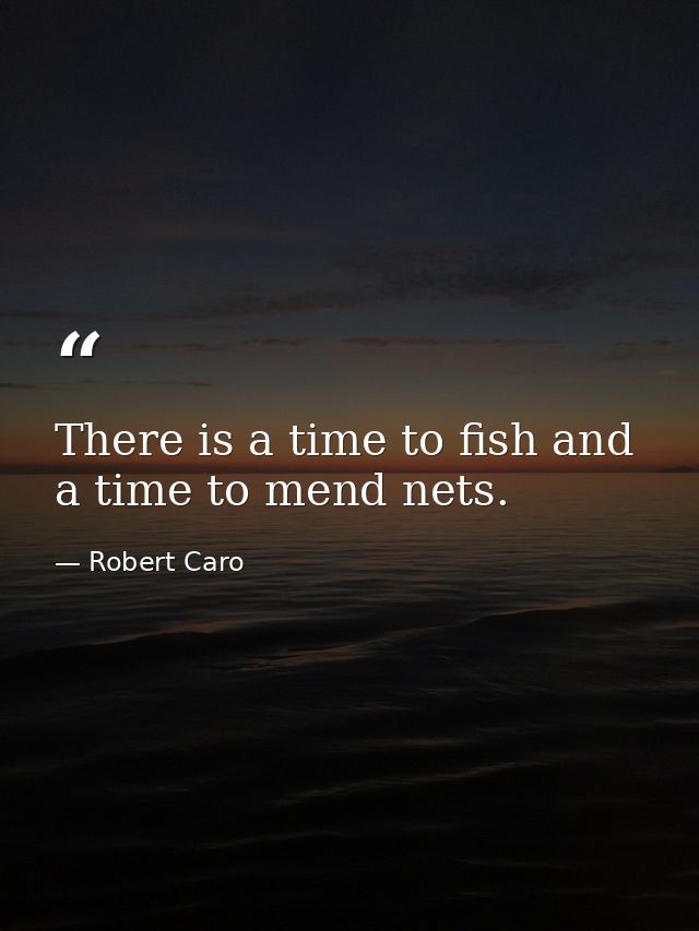 There is a time to fish and a time to mend nets. — Robert Caro