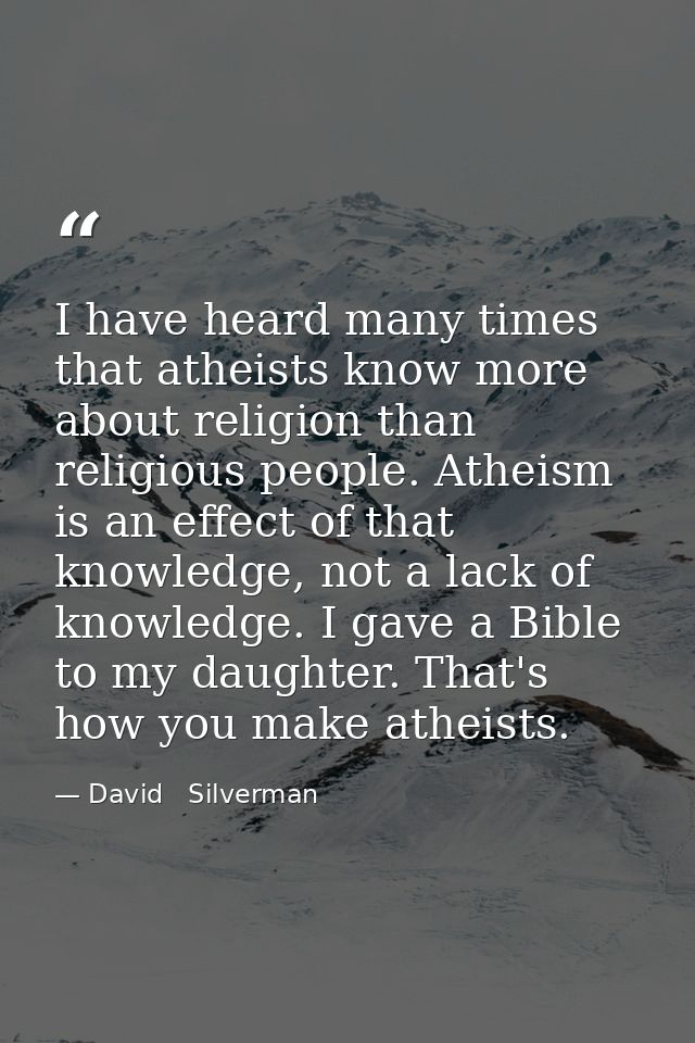 I have heard many times that atheists know more about religion than religious people. Atheism is an effect of that knowl — David   Silverman