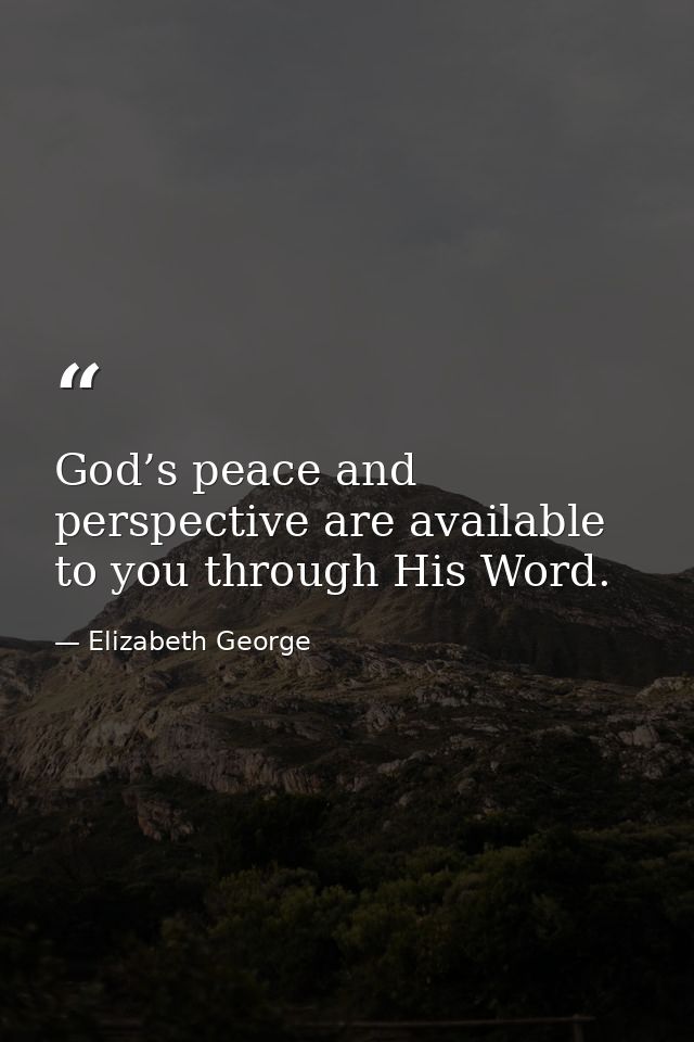 God’s peace and perspective are available to you through His Word. — Elizabeth George