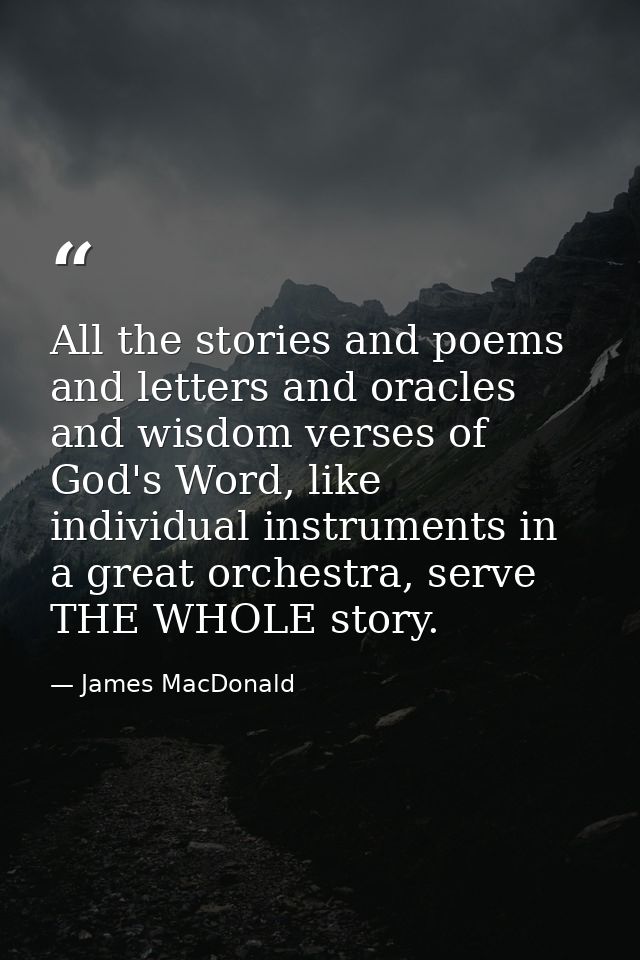 All the stories and poems and letters and oracles and wisdom verses of God's Word, like individual instruments in a grea — James MacDonald