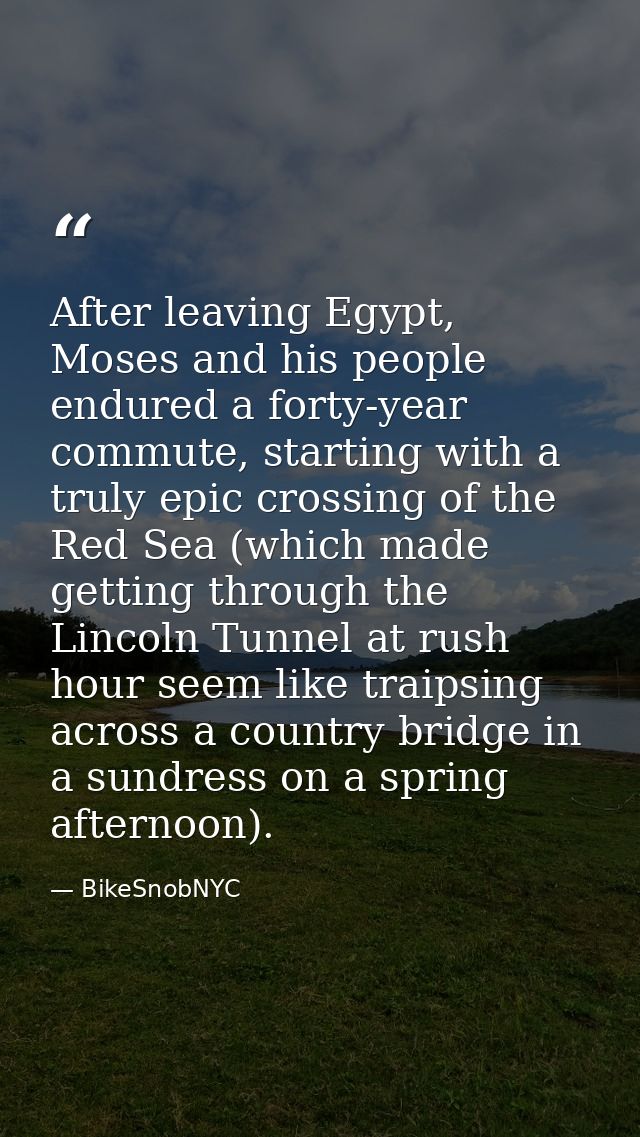 After leaving Egypt, Moses and his people endured a forty-year commute, starting with a truly epic crossing of the Red S — BikeSnobNYC