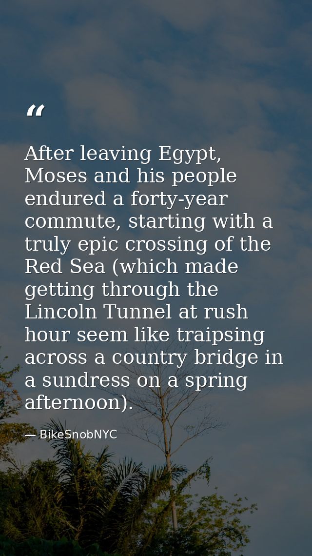 After leaving Egypt, Moses and his people endured a forty-year commute, starting with a truly epic crossing of the Red S — BikeSnobNYC