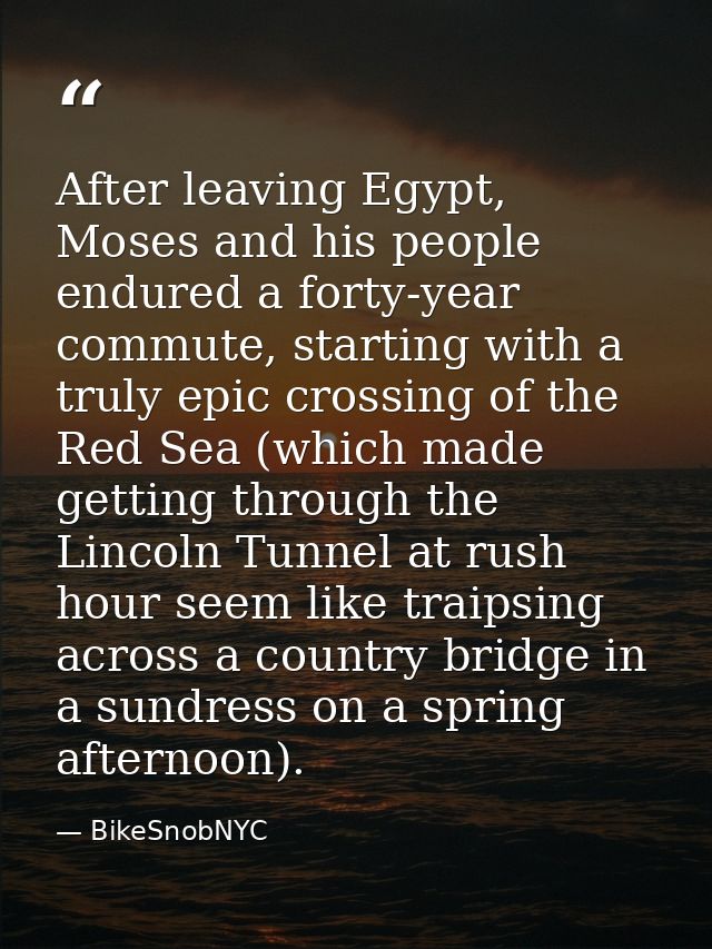 After leaving Egypt, Moses and his people endured a forty-year commute, starting with a truly epic crossing of the Red S — BikeSnobNYC