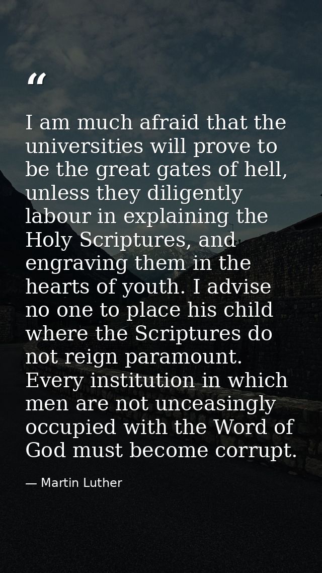 I am much afraid that the universities will prove to be the great gates of hell, unless they diligently labour in explai — Martin Luther