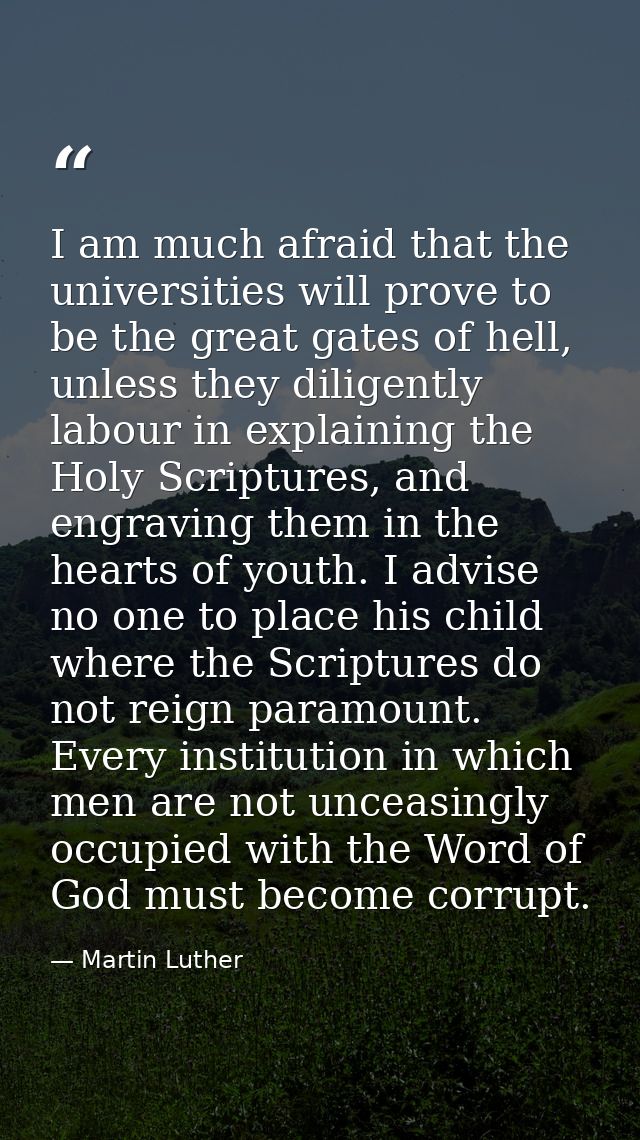 I am much afraid that the universities will prove to be the great gates of hell, unless they diligently labour in explai — Martin Luther