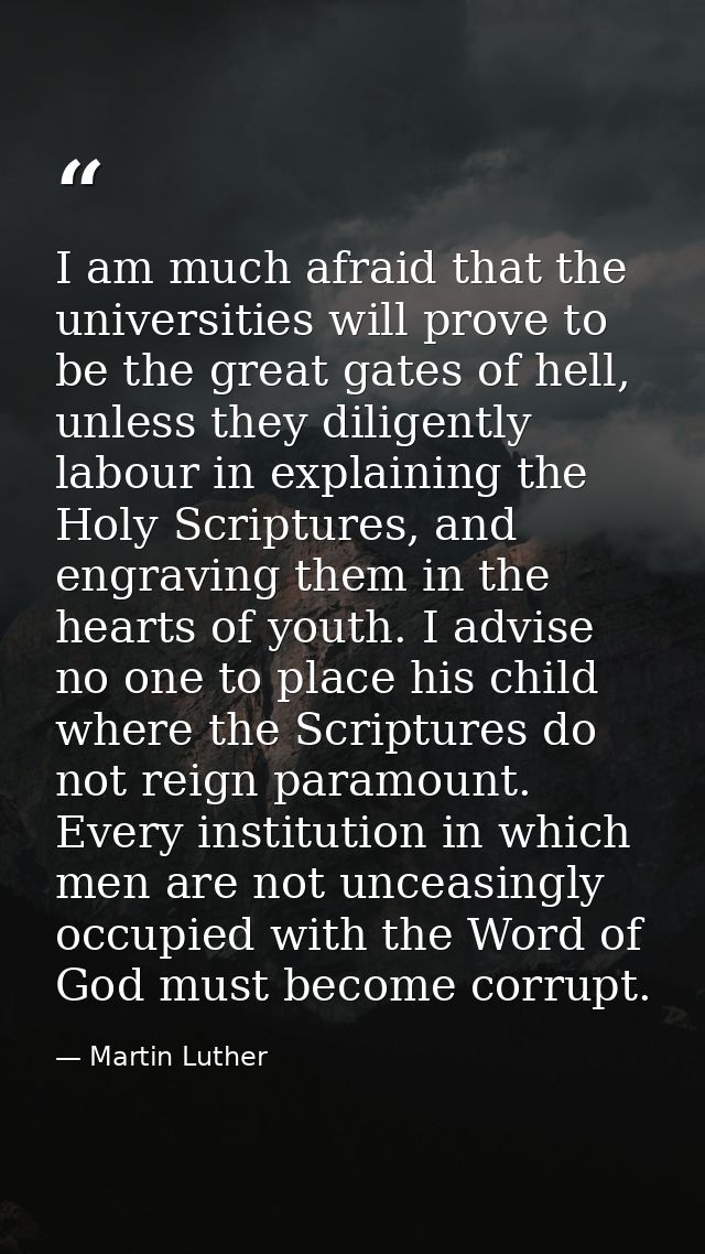 I am much afraid that the universities will prove to be the great gates of hell, unless they diligently labour in explai — Martin Luther