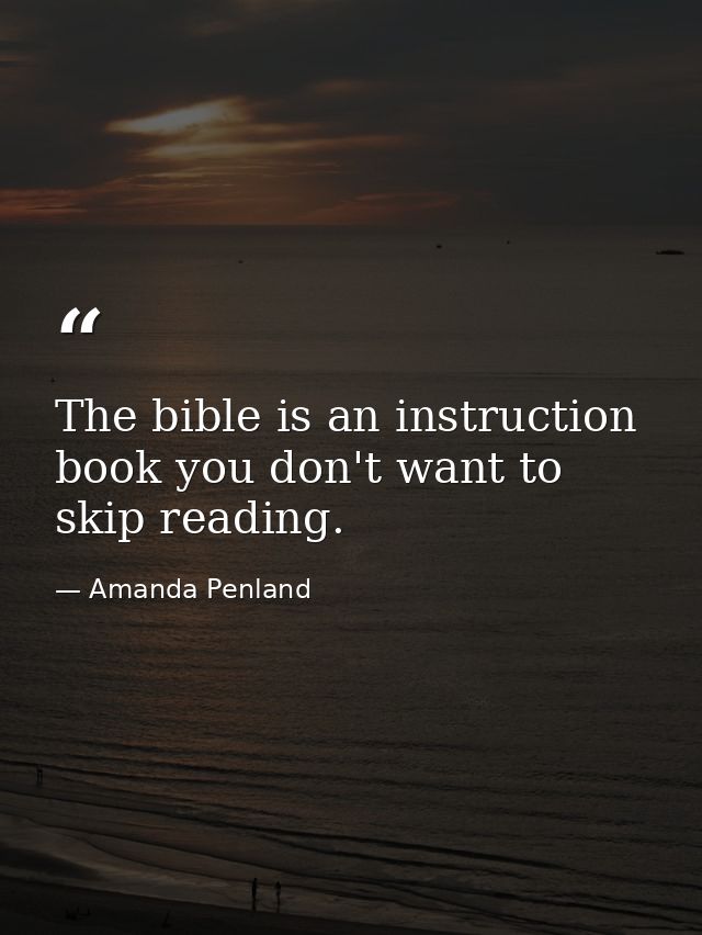 The bible is an instruction book you don't want to skip reading. — Amanda Penland