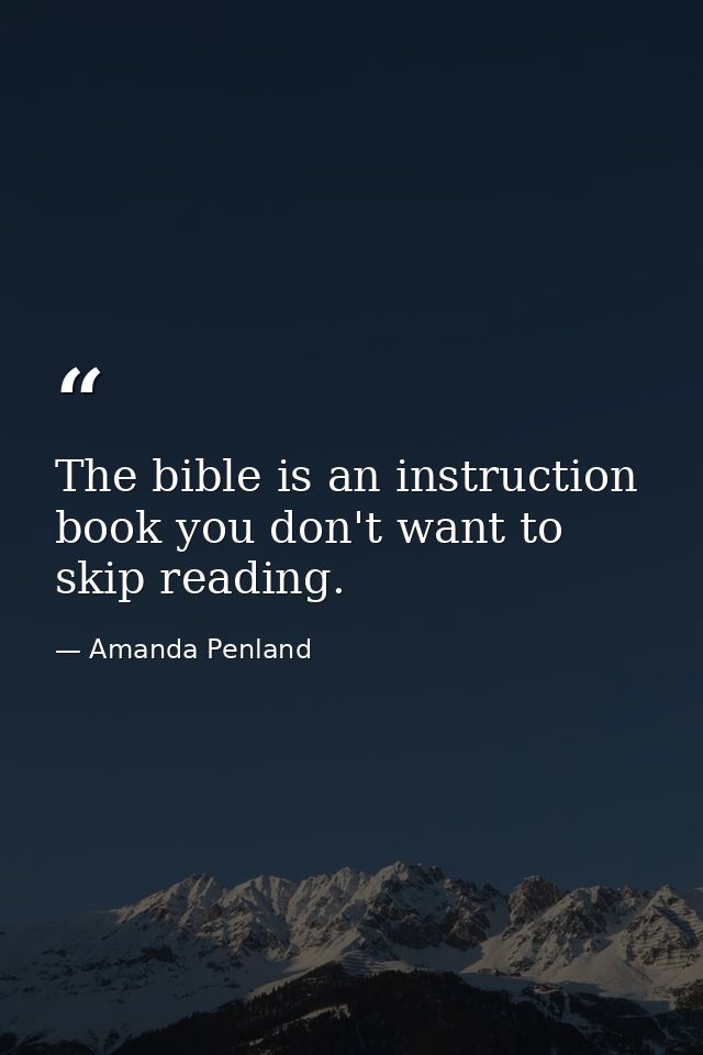 The bible is an instruction book you don't want to skip reading. — Amanda Penland