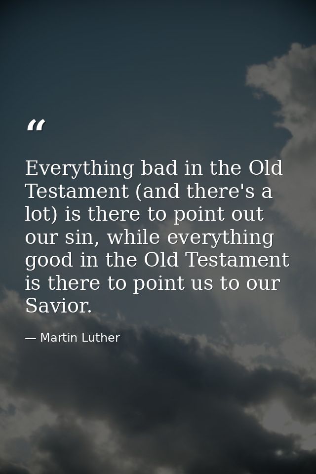 Everything bad in the Old Testament (and there's a lot) is there to point out our sin, while everything good in the Old  — Martin Luther