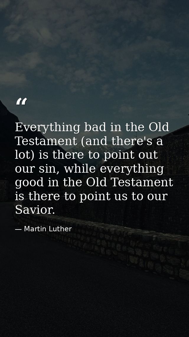 Everything bad in the Old Testament (and there's a lot) is there to point out our sin, while everything good in the Old  — Martin Luther