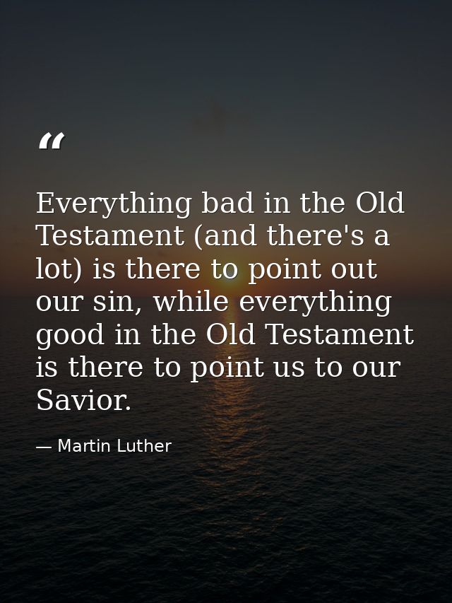 Everything bad in the Old Testament (and there's a lot) is there to point out our sin, while everything good in the Old  — Martin Luther
