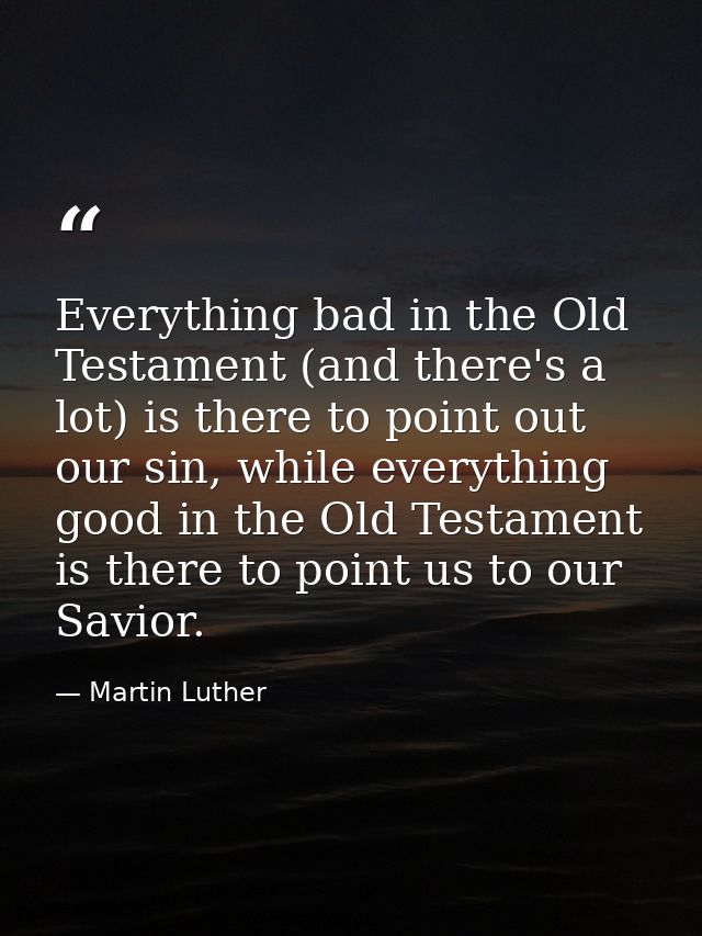 Everything bad in the Old Testament (and there's a lot) is there to point out our sin, while everything good in the Old  — Martin Luther