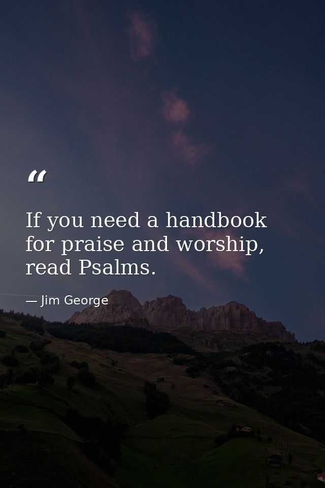 If you need a handbook for praise and worship, read Psalms. — Jim George