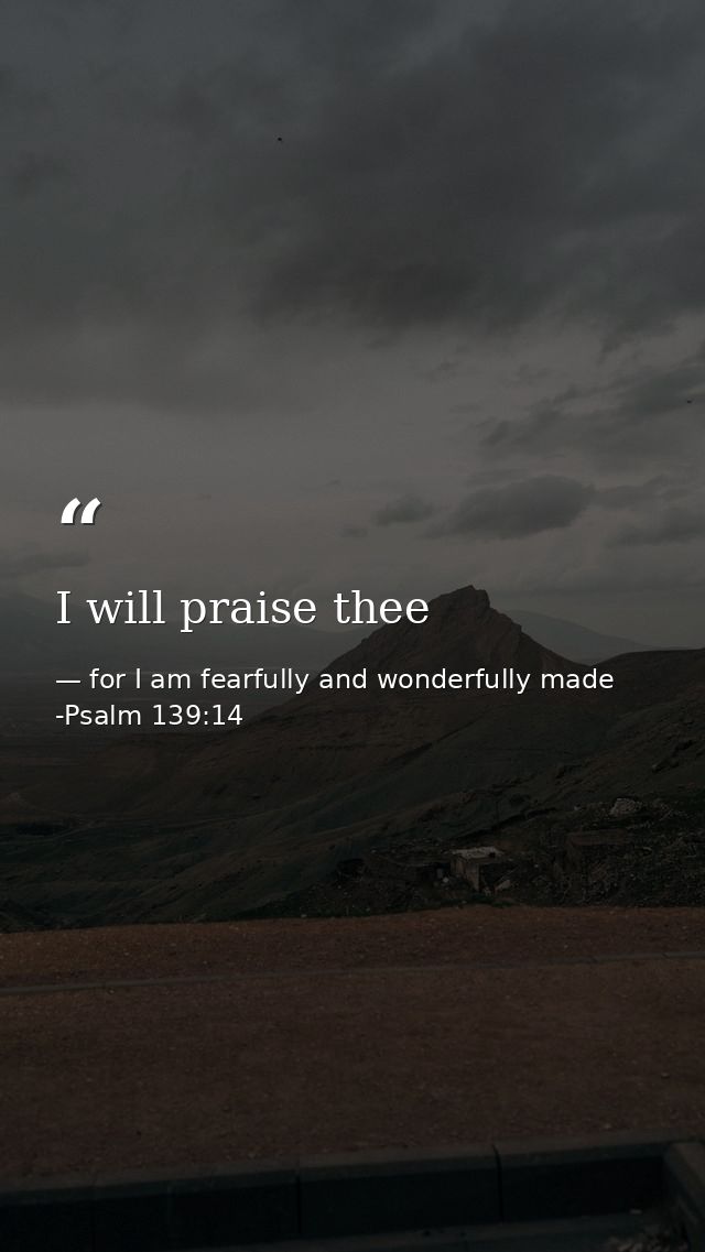 I will praise thee — for I am fearfully and wonderfully made -Psalm 139:14