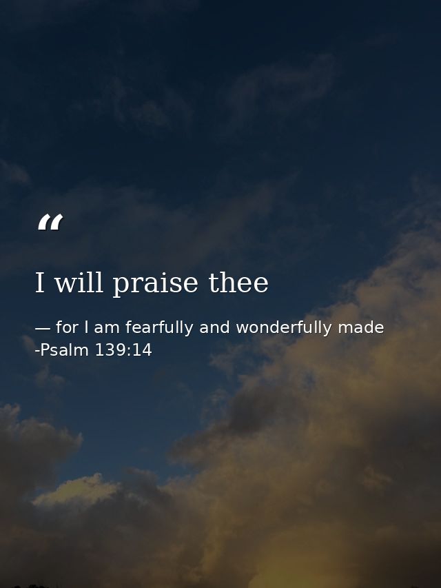 I will praise thee — for I am fearfully and wonderfully made -Psalm 139:14