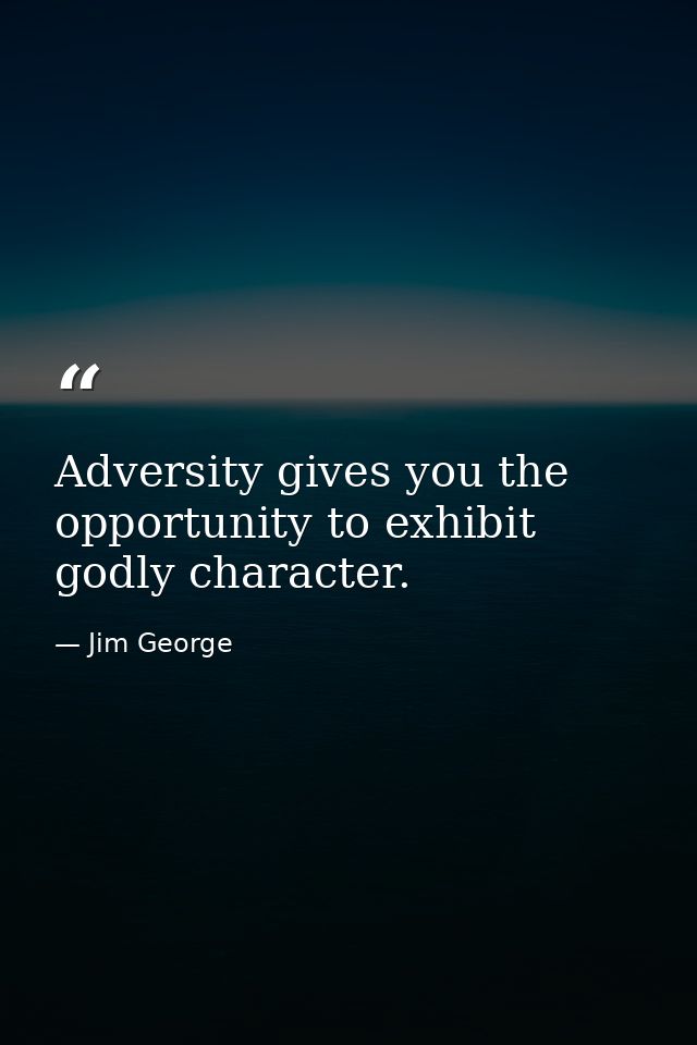 Adversity gives you the opportunity to exhibit godly character. — Jim George