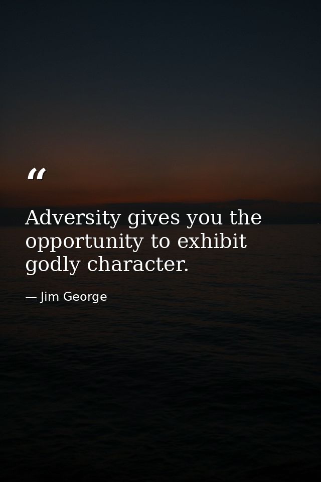 Adversity gives you the opportunity to exhibit godly character. — Jim George