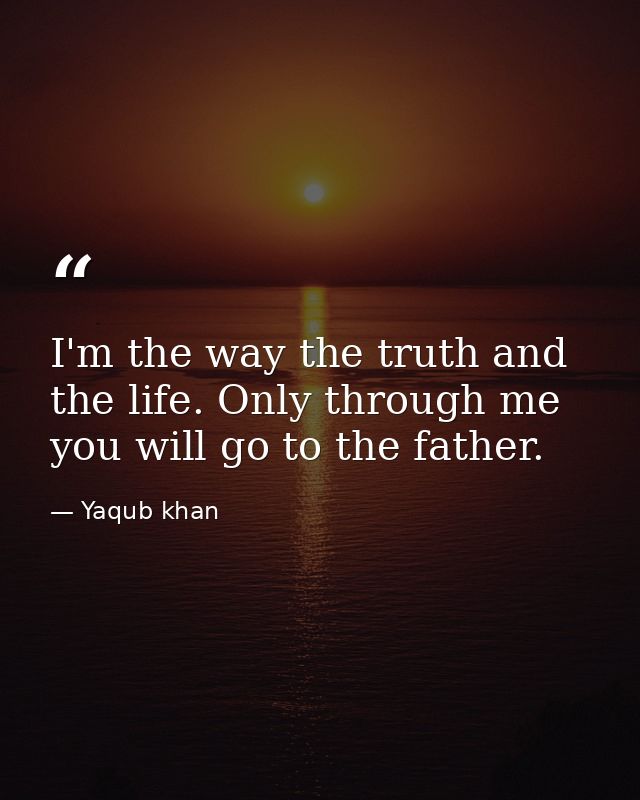 I'm the way the truth and the life. Only through me you will go to the father. — Yaqub khan