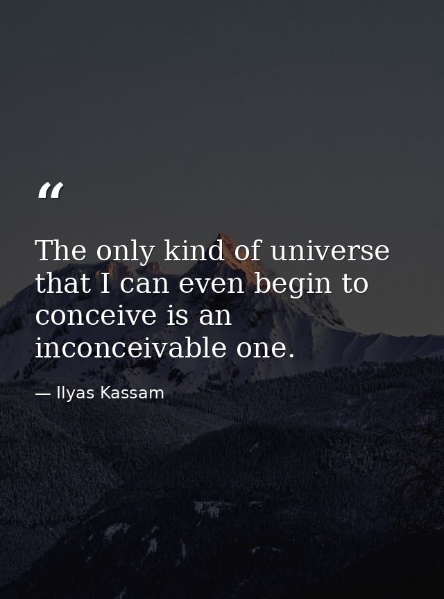 The only kind of universe that I can even begin to conceive is an inconceivable one. — Ilyas Kassam