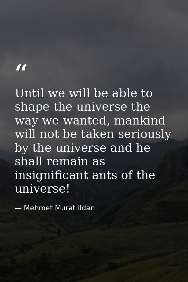 Until we will be able to shape the universe the way we wanted, mankind will not be taken seriously by the universe and h — Mehmet Murat ildan