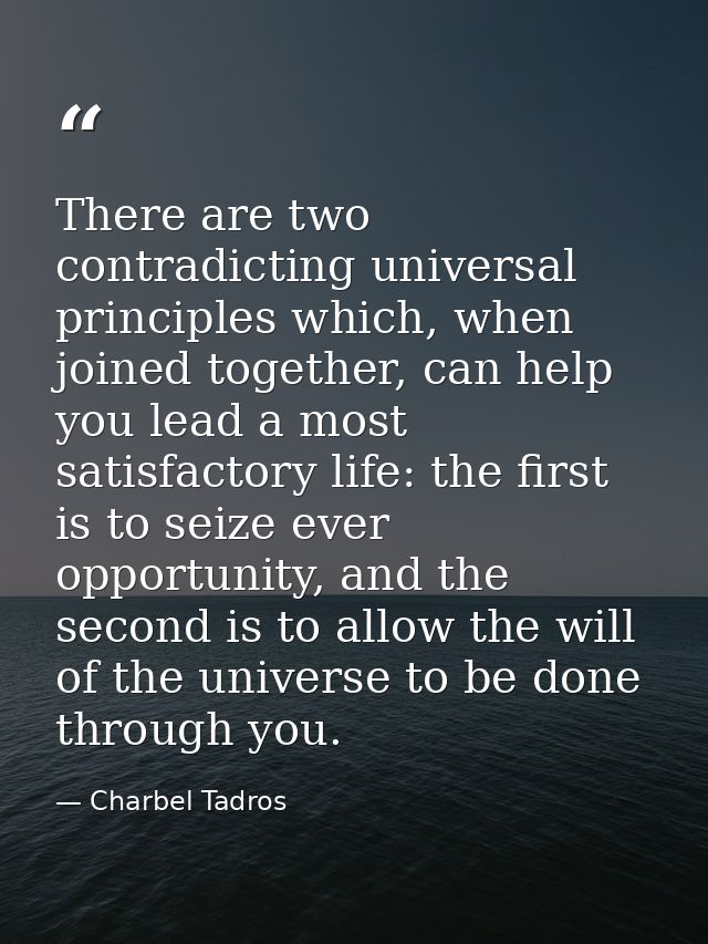 There are two contradicting universal principles which, when joined together, can help you lead a most satisfactory life — Charbel Tadros