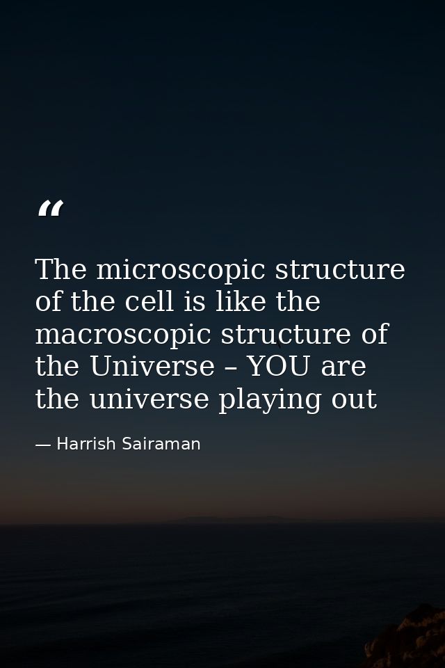 The microscopic structure of the cell is like the macroscopic structure of the Universe – YOU are the universe playing o — Harrish Sairaman