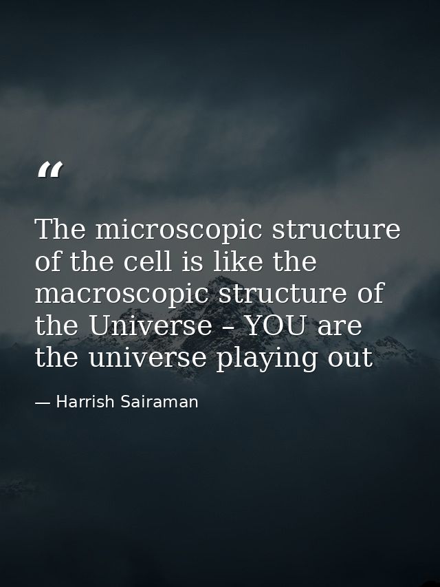 The microscopic structure of the cell is like the macroscopic structure of the Universe – YOU are the universe playing o — Harrish Sairaman