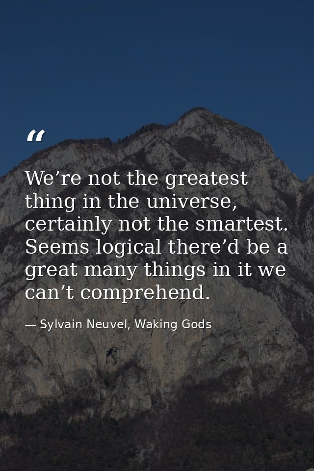 We’re not the greatest thing in the universe, certainly not the smartest. Seems logical there’d be a great many things i — Sylvain Neuvel, Waking Gods