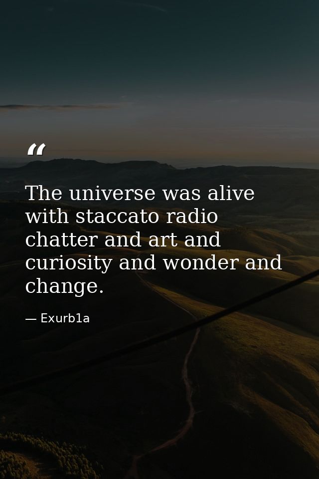 The universe was alive with staccato radio chatter and art and curiosity and wonder and change. — Exurb1a