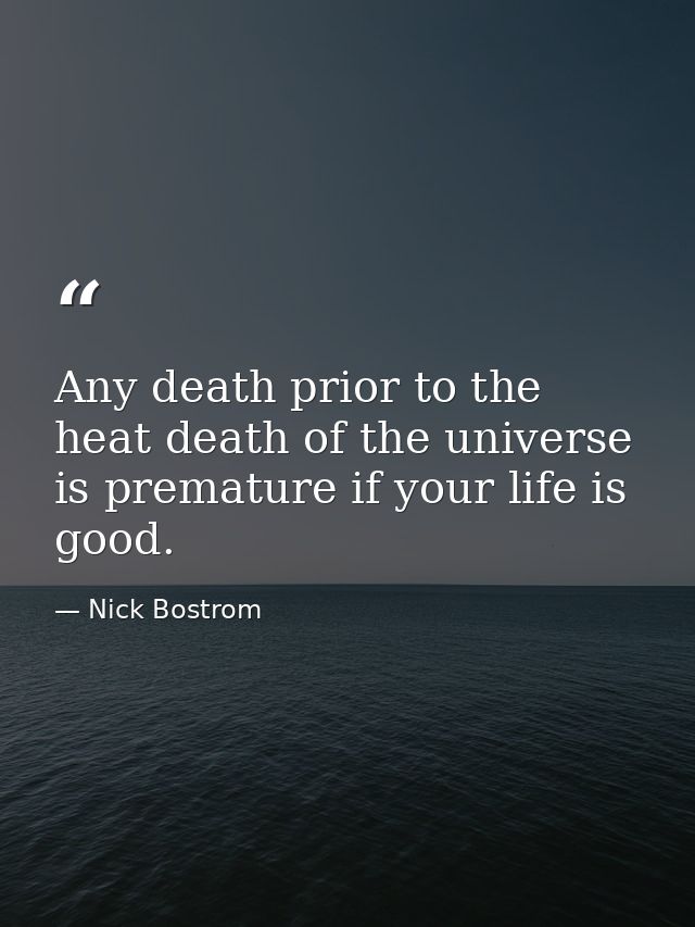 Any death prior to the heat death of the universe is premature if your life is good. — Nick Bostrom