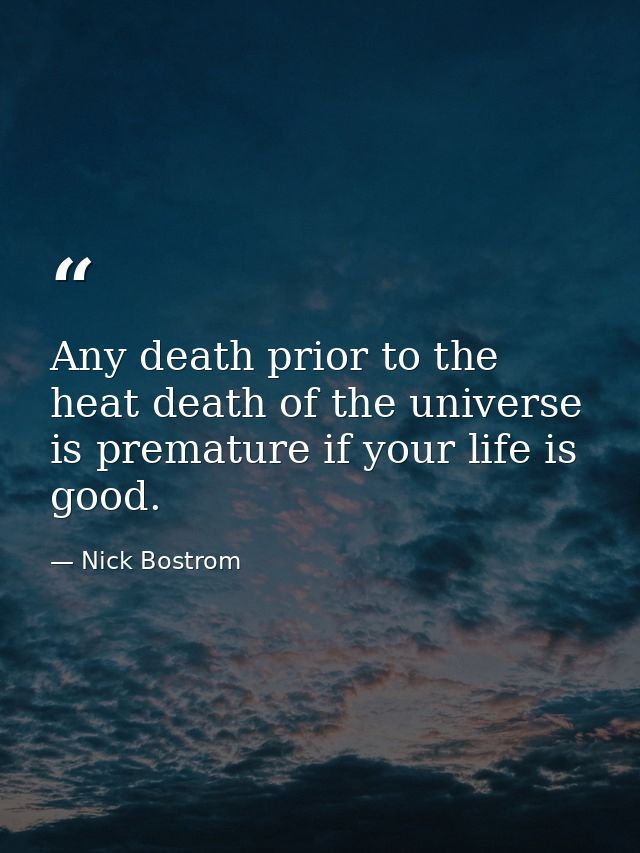 Any death prior to the heat death of the universe is premature if your life is good. — Nick Bostrom