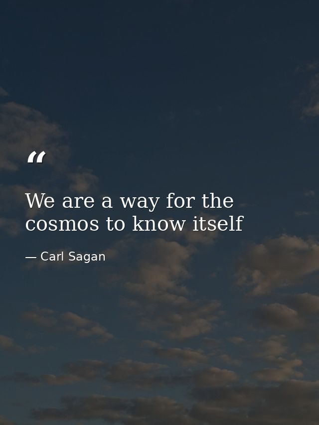 We are a way for the cosmos to know itself — Carl Sagan