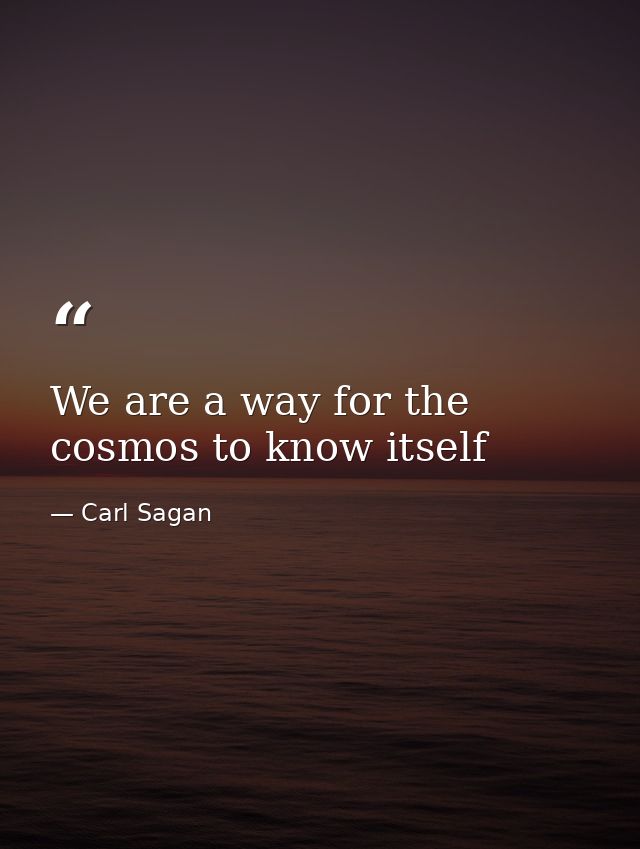 We are a way for the cosmos to know itself — Carl Sagan