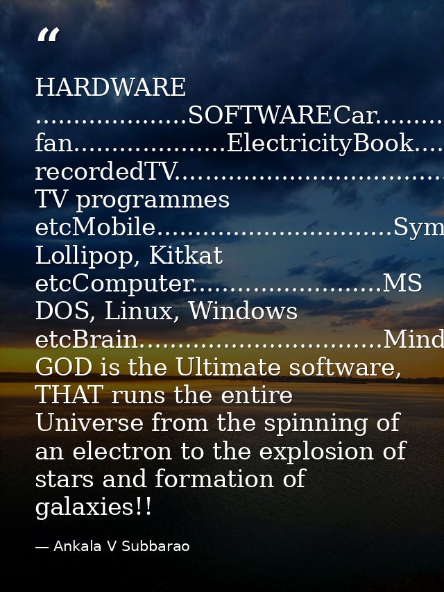 HARDWARE ....................SOFTWARECar...................................PetrolTube-light, fan....................Elec — Ankala V Subbarao