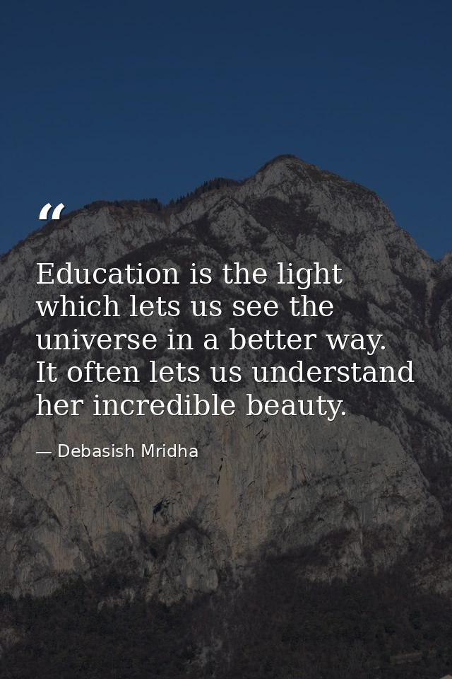 Education is the light which lets us see the universe in a better way. It often lets us understand her incredible beauty — Debasish Mridha